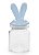 Pote de Vidro com Tampa de Cerâmica Orelhas Coelho Azul Claro 250Ml 12x5x5cm - Ref 1721262 Cromus - Imagem 1