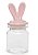 Pote de Vidro com Tampa de Cerâmica Orelhas Coelho Rosa Claro 250Ml 12x5x5cm - Ref 1721261 Cromus - Imagem 1