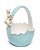 Cestinha de Cerâmica Formato Ovo com Alça e Coelho Azul 15x12.5x11cm - Coleção Coconut - Ref 1014669 Cromus - Imagem 1