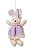 Mini Coelha de Pelúcia Vestido Listrado Lilas 15cm - Ref 1220398 Cromus - Imagem 1