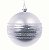 Bolas de Natal Prata com Listras Glitter 10cm Jogo com 4Un - Ref 1112941 Cromus - Imagem 1