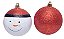 Bolas de Natal Vermelha e Branco Boneco de Neve 6cm com 6Un - Ref 1019225 Cromus - Imagem 1