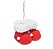 Botas Vermelho e Branco com PomPom 7x10x8cm - Enfeites de Natal - Ref 1024128 Cromus - Imagem 1