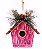 Enfeite Casinha de Passarinho Pink com Galhos 13x11x6cm - Ref 1016522 Cromus - Imagem 1
