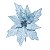 Flor de Natal Poisentia de Veludo Azul Claro com Miolo Pinhas - Flores Cabo Curto - Ref 1024139 Cromus - Imagem 1