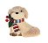 Cachorro de Palha Italiana Bege com Cachecol 10x10x6cm - Ref 1100666 Cromus - Imagem 1
