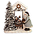 Enfeite de Resina Papai Noel na Janela com Crianças e Pinheiro com Led 22cm - Ref RS1155 Tok da Casa - Imagem 1