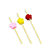 Palito de Petisco de Bambu com Flores de Madeira 12cm com 12Un - Silver Plastic - Imagem 1