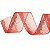 Fita Aramada de Natal Organza Trabalhada Glitter Vermelho 6,3cmx9,14m - Ref 1073580 Cromus - Imagem 1