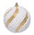 Bolas de Natal Flocadas Ondas Branco e Ouro 8cm com 6Un - Ref 1019140 Cromus - Imagem 1