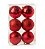 Bolas de Natal Vermelha Brilho, Matte e Glitter Arabesco 8cm com 6un - Ref 1712724 Cromus - Imagem 1