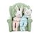 Coelha e Coelho Baby de Resina Dormindo na Poltrona Verde 16x13x15cm - Cute Family - Ref 1067825 Cromus - Imagem 1