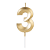 Vela de Aniversário Design Dourada Número 3 - Silver - Imagem 1