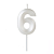 Vela de Aniversário Design Branco Perolado Número 6 - Silver - Imagem 1