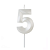 Vela de Aniversário Design Branco Perolado Número 5 - Silver - Imagem 1