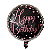 Balão Metalizado Redondo Happy Birthday Black Pink 18 Polegadas - Imagem 1