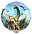Balão Metalizado Redondo Estampado Dinossauros Floresta 43x43cm 17 Polegadas - Imagem 1