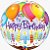 Balão Bubble Qualatex 22 Polegadas Happy Birthday Balões e Velas com 1 Unidade - Imagem 1