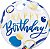 Balão Bubble Qualatex 22 Polegadas Happy Birthday Azul Ouro com 1 Unidade - Imagem 1