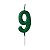 Vela de Aniversário Número Glitter Verde Pequena 9 - Silver - Imagem 1