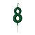 Vela de Aniversário Número Glitter Verde Pequena 8 - Silver - Imagem 1