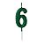 Vela de Aniversário Número Glitter Verde Pequena 6 - Silver - Imagem 1