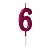 Vela de Aniversário Número Glitter Pink Pequena 6 - Silver - Imagem 1
