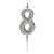 Vela de Aniversário Número 8 Glitter Prata Pequena - Silver - Imagem 1