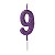 Vela de Aniversário Número 9 Glitter Roxo Pequena - Silver - Imagem 1