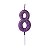 Vela de Aniversário Número 8 Glitter Roxo Pequena - Silver - Imagem 1