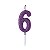 Vela de Aniversário Número 6 Glitter Roxo Pequena - Silver - Imagem 1