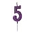 Vela de Aniversário Número 5 Glitter Roxo Pequena - Silver - Imagem 1