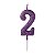 Vela de Aniversário Número 2 Glitter Roxo Pequena - Silver - Imagem 1