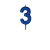 Vela de Aniversário Número 3 Glitter Azul Escuro no Palito - Silver - Imagem 1