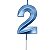 Vela de Aniversário Mini Design Número 2 Azul Metalizado - Silver - Imagem 1