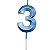 Vela de Aniversário Mini Design Número 3 Azul Metalizado - Silver - Imagem 1