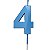 Vela de Aniversário Mini Design Número 4 Azul Metalizado - Silver - Imagem 1