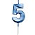 Vela de Aniversário Mini Design Número 5 Azul Metalizado - Silver - Imagem 1