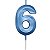 Vela de Aniversário Mini Design Número 6 Azul Metalizado - Silver - Imagem 1