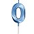 Vela de Aniversário Mini Design Número 0 Azul Metalizado - Silver - Imagem 1