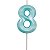 Vela de Aniversário Mini Design Número 8 Azul Tiffany Metalizado - Silver - Imagem 1