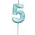 Vela de Aniversário Mini Design Número 5 Azul Tiffany Metalizado - Silver - Imagem 1