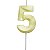 Vela de Aniversário Mini Design Número 5 Amarelo Candy Metalizado - Silver - Imagem 1