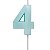 Vela de Aniversário Mini Design Número 4 Azul Tiffany Metalizado - Silver - Imagem 1