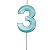 Vela de Aniversário Mini Design Número 3 Azul Tiffany Metalizado - Silver - Imagem 1