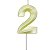 Vela de Aniversário Mini Design Número 2 Amarelo Candy Metalizado - Silver - Imagem 1