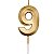 Vela de Aniversário Mini Design Número 9 Dourado Metalizado - Silver - Imagem 1