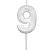 Vela de Aniversário Mini Design Número 9 Branco Perola Metalizado - Silver - Imagem 1