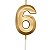 Vela de Aniversário Mini Design Número 6 Dourado Metalizado - Silver - Imagem 1