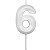 Vela de Aniversário Mini Design Número 6 Branco Perola Metalizado - Silver - Imagem 1